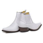 Botina Country Masculina Bico Fino Couro Bovino Legítimo Floater Branco Vira Inteira