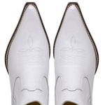 Botina Country Masculina Bico Fino Couro Bovino Legítimo Floater Branco Vira Inteira