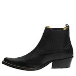 Botina Country Masculina Bico Fino Couro Bovino Legítimo Floater Preto
