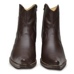 Botina Country Masculina Bico Fino Couro Legítimo Bovino Floater Chocolate Bordado Cruz Com Zíper