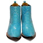Botina Country Masculina Bico Fino Couro Bovino Legítimo Anaconda Azul Celeste