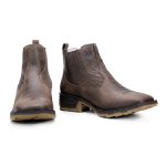 Botina Masculina Advanced Couro Legítimo Crazy Horse Café Bico Quadrado