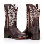 Bota Texana Masculina Couro Legítimo Bufalino Tamarindo Café Bico Redondo