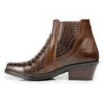 Botina Country Masculina Bico Afinado Couro Jaca Café e Floater Café
