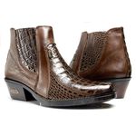 Botina Country Masculina Bico Afinado Couro Jaca Café e Floater Café
