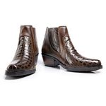 Botina Country Masculina Bico Afinado Couro Jaca Café e Floater Café