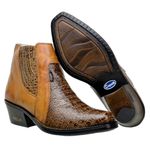 Botina Country Masculina Bico Afinado Couro Floater Castor e Jaca Caramelo