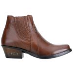 Botina Country Masculina Bico Afinado Couro Floater Pinhão