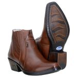 Botina Country Masculina Bico Afinado Couro Floater Pinhão