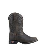 Bota Texana Masculina Bico Quadrado Com Bordados Couro Legítimo Búfalo Rato Preto Solado Texas