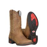 Bota Texana Masculina Couro Crazy Horse Castor Bico Redondo