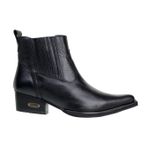 Botina Country Masculina Bico Fino Tradicional Couro Legítimo Floater Preto