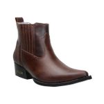 Botina Country Masculina Bico Fino Tradicional Couro Legítimo Fóssil Café