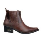 Botina Country Masculina Bico Fino Tradicional Couro Legítimo Fóssil Café