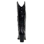 Bota Texana Feminina Bico Fino Couro Legítimo Látego Preto