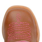 Bota Texana Baby Couro Legítimo Bico Quadrado Castor e Rosa Claro