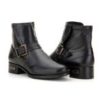 Bota Country Cano Curto Feminina Couro Legítimo Látego Preto