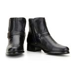 Bota Country Cano Curto Feminina Couro Legítimo Látego Preto