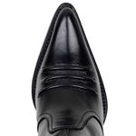 Bota Texana Feminina Bico Fino Couro Legítimo Preto Liso