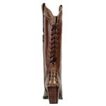 Bota Country Feminina Texana Bico Fino Couro Legítimo Jaca Castor e Soft Pinhão Com Ajuste