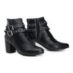 Bota Cano Curto Feminina Country Bico Fino Couro Legítimo Preto