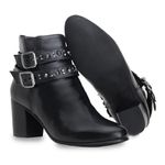 Bota Cano Curto Feminina Country Bico Fino Couro Legítimo Preto