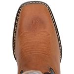  Bota Texana Feminina Bico Quadrado Couro Fóssil Castor e Café Com Bordados De Penas