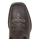  Bota Texana Feminina Bico Quadrado Couro Crazy Horse Café e Refulonado Café Bordado N.S
