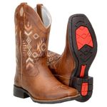 Bota Texana Feminina Bico Quadrado Couro Legítimo Fóssil Castor