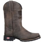Bota Texana Masculina Bico Quadrado Couro Legítimo Búfalo Rato Preto Com Solado Texas
