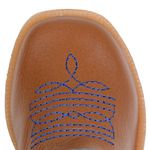 Bota Texana Baby Couro Legítimo Bico Quadrado Castor e Azul Claro