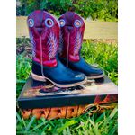 Bota Texana Cano Tradicional Carrapeta Couro Nobuck Preto e Mustang Vinho