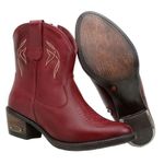 Bota Cano Curto Feminina Country Couro Legítimo Látego Vermelho