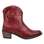 Bota Cano Curto Feminina Country Couro Legítimo Látego Vermelho