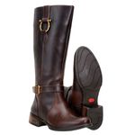 Bota Feminina Montaria De Cano Longo Couro Fóssil Café