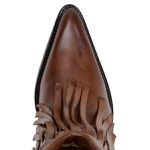 Bota Country Feminina Bico Fino de Franja Cano Curto Couro Legítimo Soft Pinhão