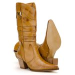 Bota Texana Feminina Bico Fino Couro Legítimo Soft Castor