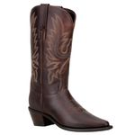 Bota Texana Country Feminina Bico Fino Couro Fóssil Café