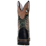 Bota Texana Masculina Bico Quadrado Couro Legítimo Crazy Horse Café / Fóssil Verde / Látego Preto Bordado Raio