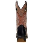 Bota Texana Masculina Bico Quadrado Couro Legítimo Crazy Horse Café / Fóssil Havana / Látego Preto Bordado Raio