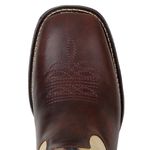 Bota Texana Masculina Bico Quadrado Couro Legítimo Fóssil Café Estampa Bandeira do Texas