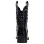 Bota Texana Feminina Country Bico Quadrado Couro Legitimo Látego Preto