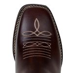 Bota Texana Feminina Country Bico Quadrado Couro Legitimo Fóssil Café Bordado Asa Azul