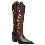 Bota Texana Feminina Bico Fino Couro Legítimo Tamarindo