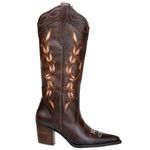 Bota Texana Feminina Bico Fino Couro Legítimo Tamarindo