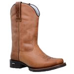Bota Texana Country Masculina Bico Quadrado Couro Legítimo Fóssil Castor