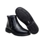 Botina Anti-Stress Alto Conforto Masculina Couro Legítimo Preto Com Zíper