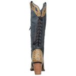 Bota Country Feminina Texana Bico Fino Couro Legítimo Jaca Castor e Laser Jeans com Ajuste