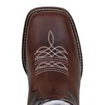 Bota Texana Western Masculina Couro Legítimo Fóssil Café com Laser Vazado e Estampa dos USA