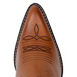 Bota Texana Feminina Bico Fino Couro Legítimo Floater Castor Bordados Florais